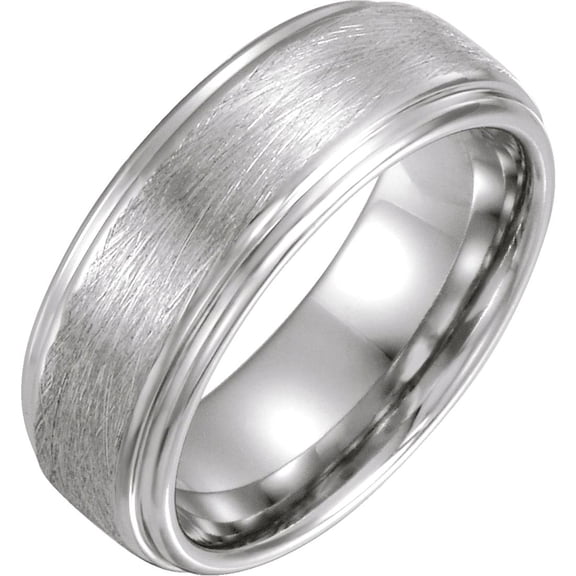 Cobalt Polished Flat-edge Comfort-fit Band With Brush Finish Size 10 Ring for Women and Men