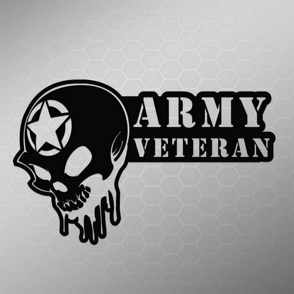 Army Veteran Skull Vinyl Decal Sticker | Cars Trucks Vans Walls Laptops Cups | White | 5.5 X 3.5 Inch | KCD1705