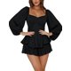thumbnail image 1 of [Ruffle Jumpsuit] Long Sleeve Ruffle Women's Jumpsuit - Lantern Layer Tie Mini Short Romper, 1 of 4