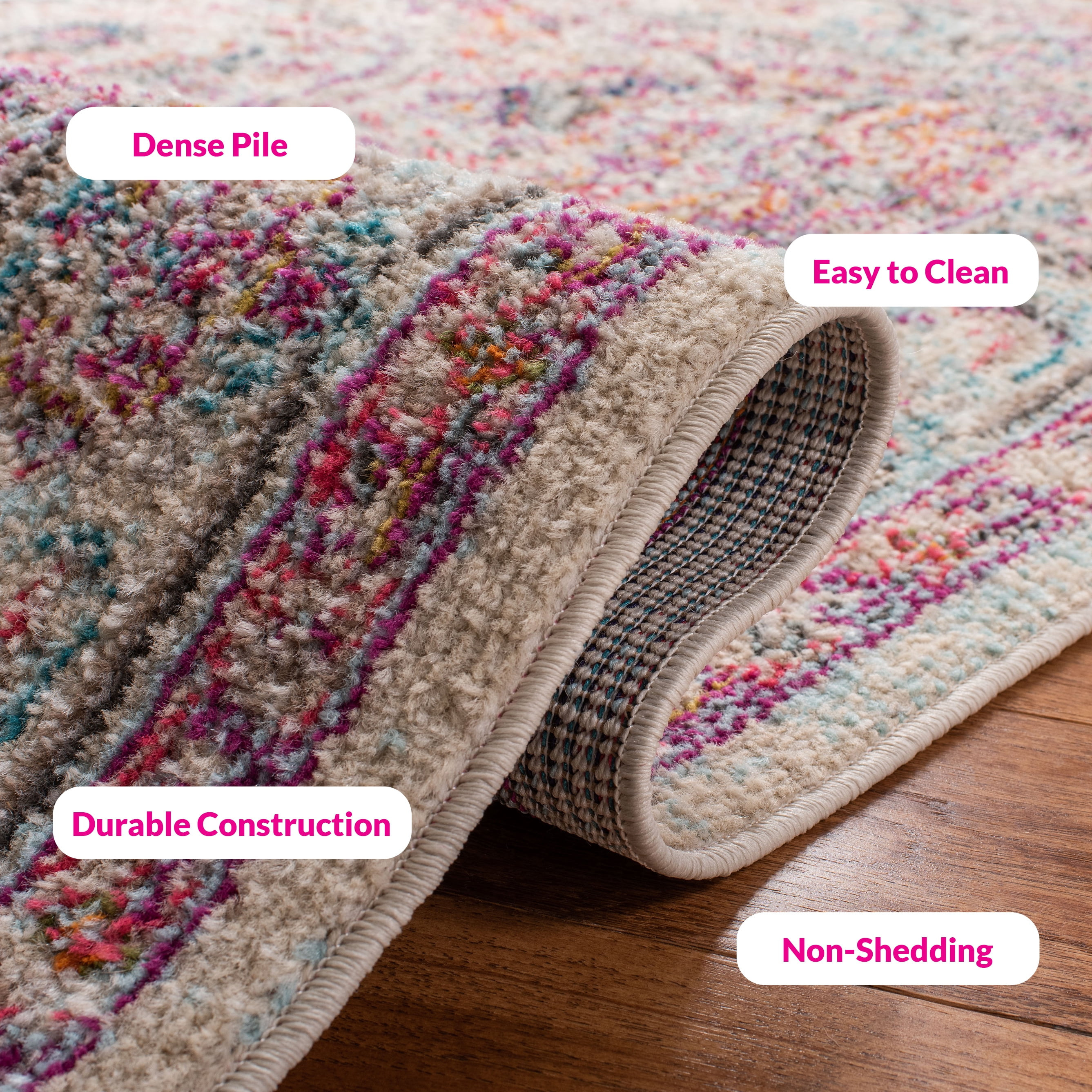 Safavieh Madison Edwyna Geometric Runner Rug, Beige/Fuchsia, 2'3" x 8'