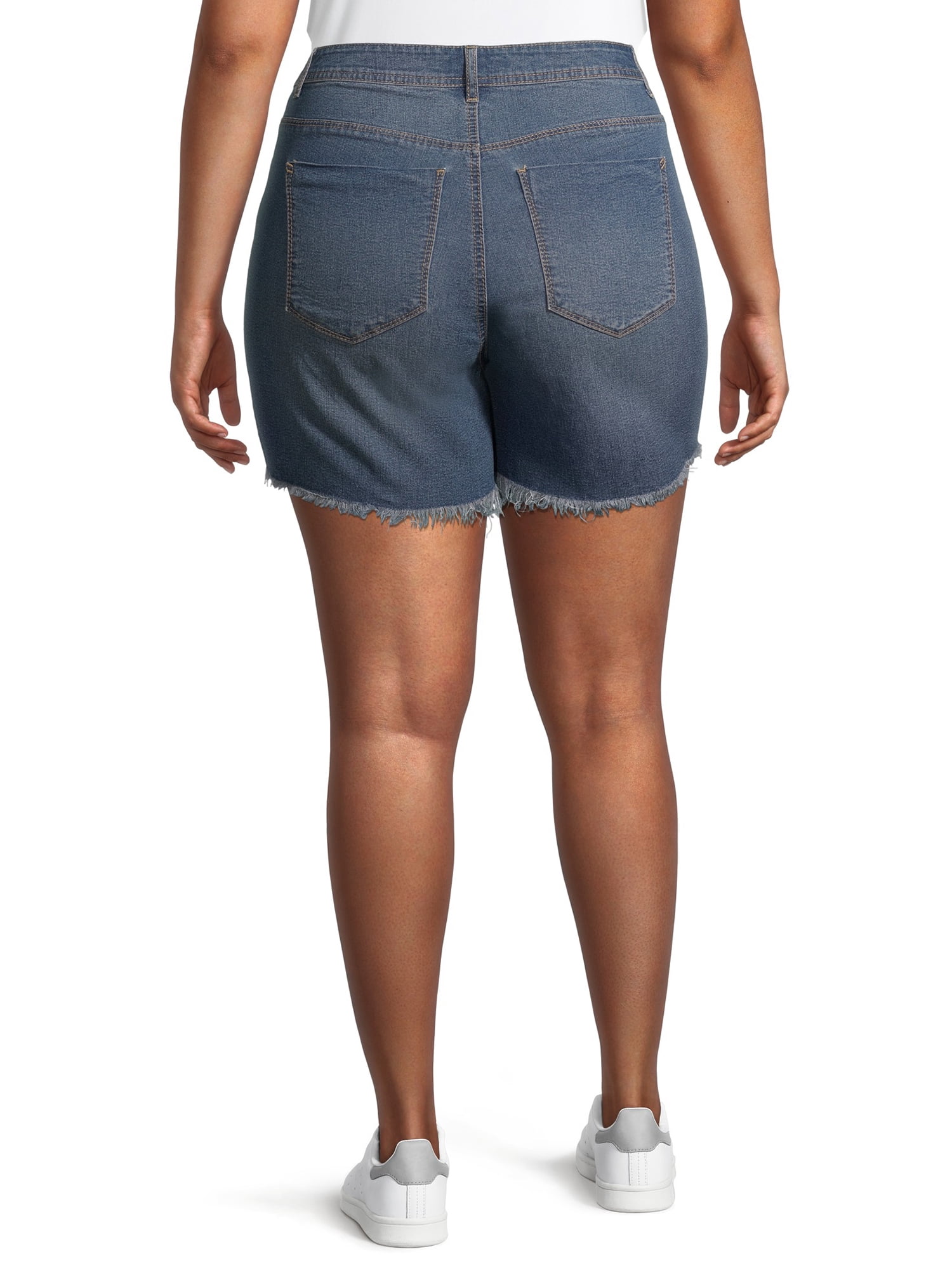 A3 Denim Women's Plus Size Raw Edge Denim Shorts - Walmart.com