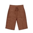thumbnail image 3 of JJHGVB Womens Bermuda Shorts with Pockets Knee Length Summer Shorts Beach Pants High Waisted Casual Summer Gauze Shorts Wide Leg Lounge Shorts Elastic Wais Flowy Shorts for Women Coffee 2XL, 3 of 7