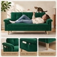 thumbnail image 2 of Sofa, Lofka Modern Futon Couch with Pillow Arm for Living Room & Office, Green, 2 of 8