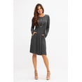 thumbnail image 2 of DEVOPS Women's Casual Long Sleeve Empire Waist Loose Dress with Pockets (Large, DK. Grey), 2 of 7