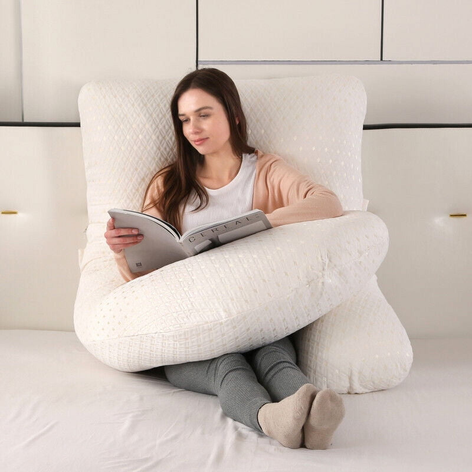Eurhowing Large Body Pillow, Breathable Full Body Pillow for Side Sleeper, Soft Long Bed Pillow with Removable Cover for Adults, 27×57", Light Gold