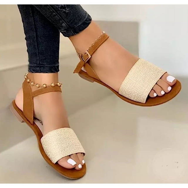 Verano plano 35-43 tamaño cómodo transpirable casual versátil hebilla sandalias casuales para mujeres Sandalias