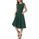 thumbnail image 4 of INSPIRE CHIC Vestido de Trabajo para Mujeres con Mangas Cortas, Elegante, Cintura Ceñida, Vestidos en A Línea, Talla XS, Verde Grisáceo, 4 of 6