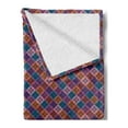 thumbnail image 2 of Geometric Soft Flannel Fleece Throw Blanket, Vintage Simplistic Argyle Pattern as Colorful Blocks Ornamented with Flowers, Cozy Plush for Indoor and Outdoor Use, 70" x 90", Multicolor, by Ambesonne, 2 of 5