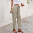 thumbnail image 6 of Wutalume Women's High Waist Linen Wide Leg Pants, Loose Casual Trousers with Slimming Effect for Summer, Breathable Lightweight,Ideal for Beach and City,Khaki XL, 6 of 8