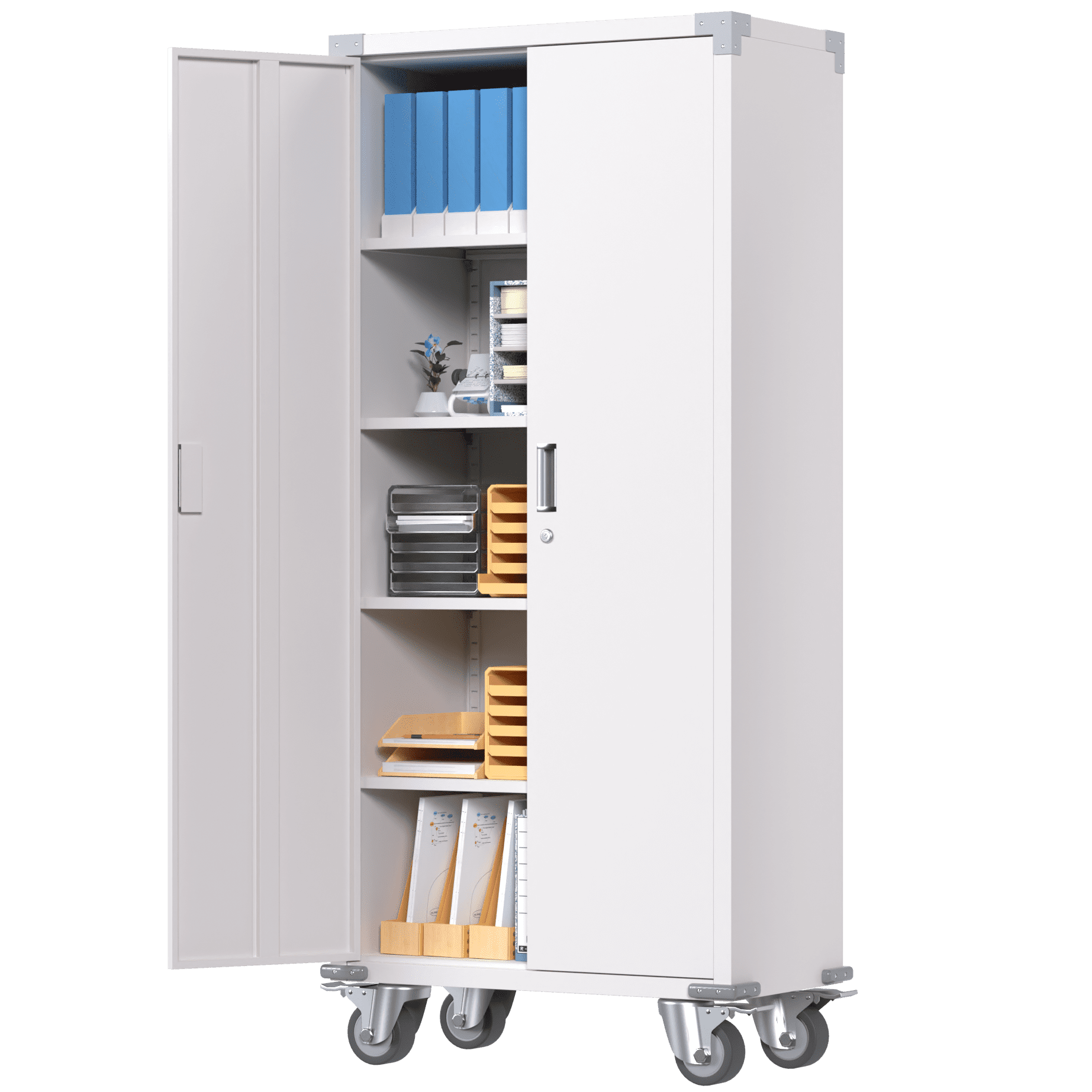 SUPEER Metal Storage Cabinet With Wheels Garage Storage Cabinet With