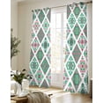 thumbnail image 5 of Vintage Boho Sheer Curtains 84 Inch Length 2 Panels Set for Living Room/Bedroom, Middle Century Bohemia Style Green Kitchen Curtains Grommet Semi-Sheer Curtains Drapes Window Treatments 52"x84"x2, 5 of 7