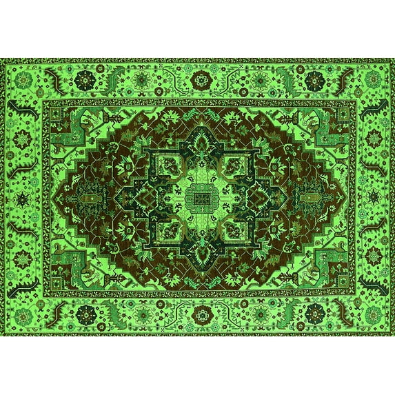 Ahgly Company Indoor Rectangle Persian Green Traditional Area Rugs, 6' x 9'