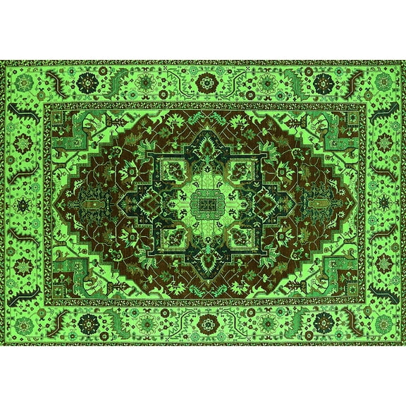 Ahgly Company Indoor Rectangle Persian Green Traditional Area Rugs, 5' x 7'