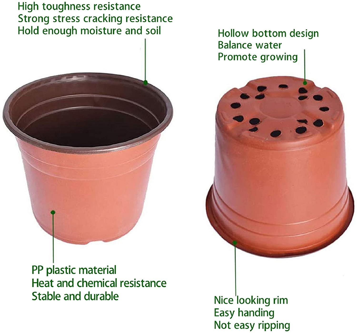 SHZAITOR 50 Packs 11.6 Inches Plastic Plant Nursery Pots, Seed Starting Pot Flower Plant Container Fit for Succulents, Seedlings, Cuttings, Transplanting
