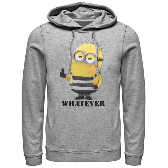 Men's Despicable Me 3 Minion Whatever Prisoner  Pull Over Hoodie Athletic Heather 3X Large