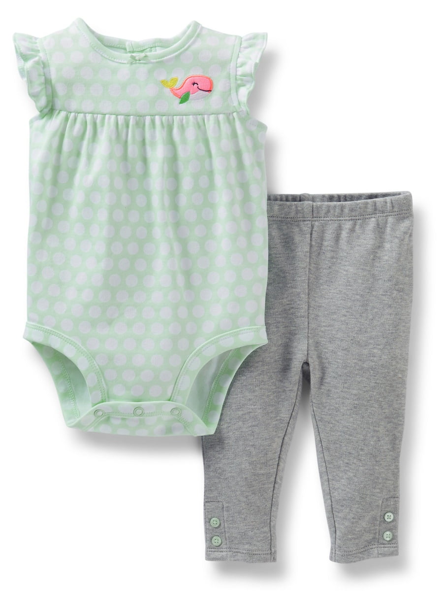 Carters Baby Clothing Outfit Girls 2Piece Bodysuit Onesie & Pant Set
