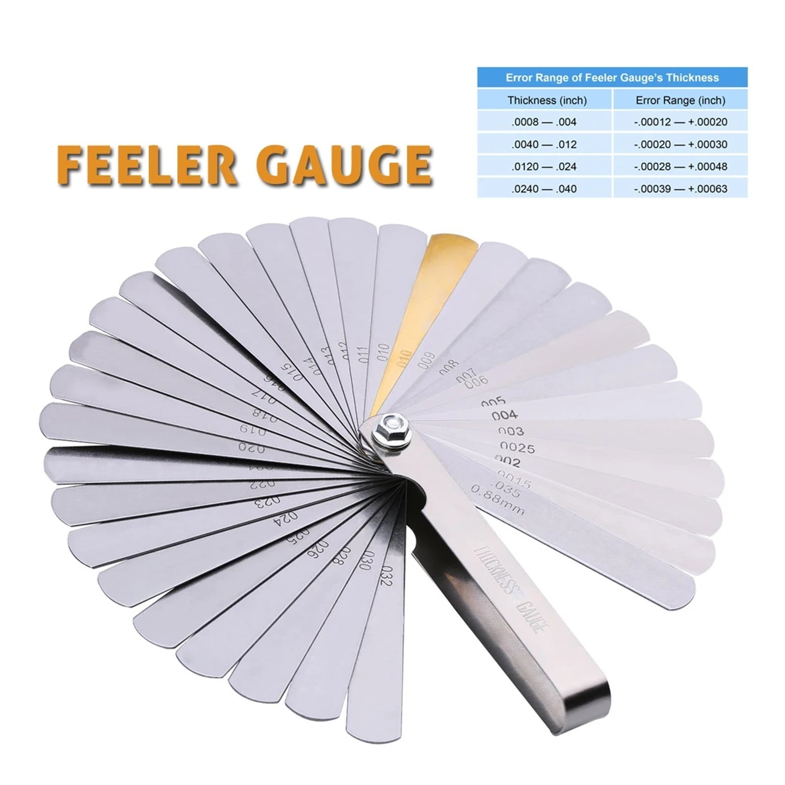 14/16/25/26/32Blades Metric Thickness Gage Set Tappet Valve Feeler Gauge/metric With Brass Measuring Range 0.04mm - 0.88mm ,Easy Identification