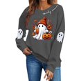 thumbnail image 2 of Sweatshirts for Women JIANLAI Spooky Season Cute Ghost Pumpkin Graphic Crewneck Sweatshirt, Fall Halloween Long Sleeve Pullover Top, Loose Casual Printed Sweatshirt, 2 of 7