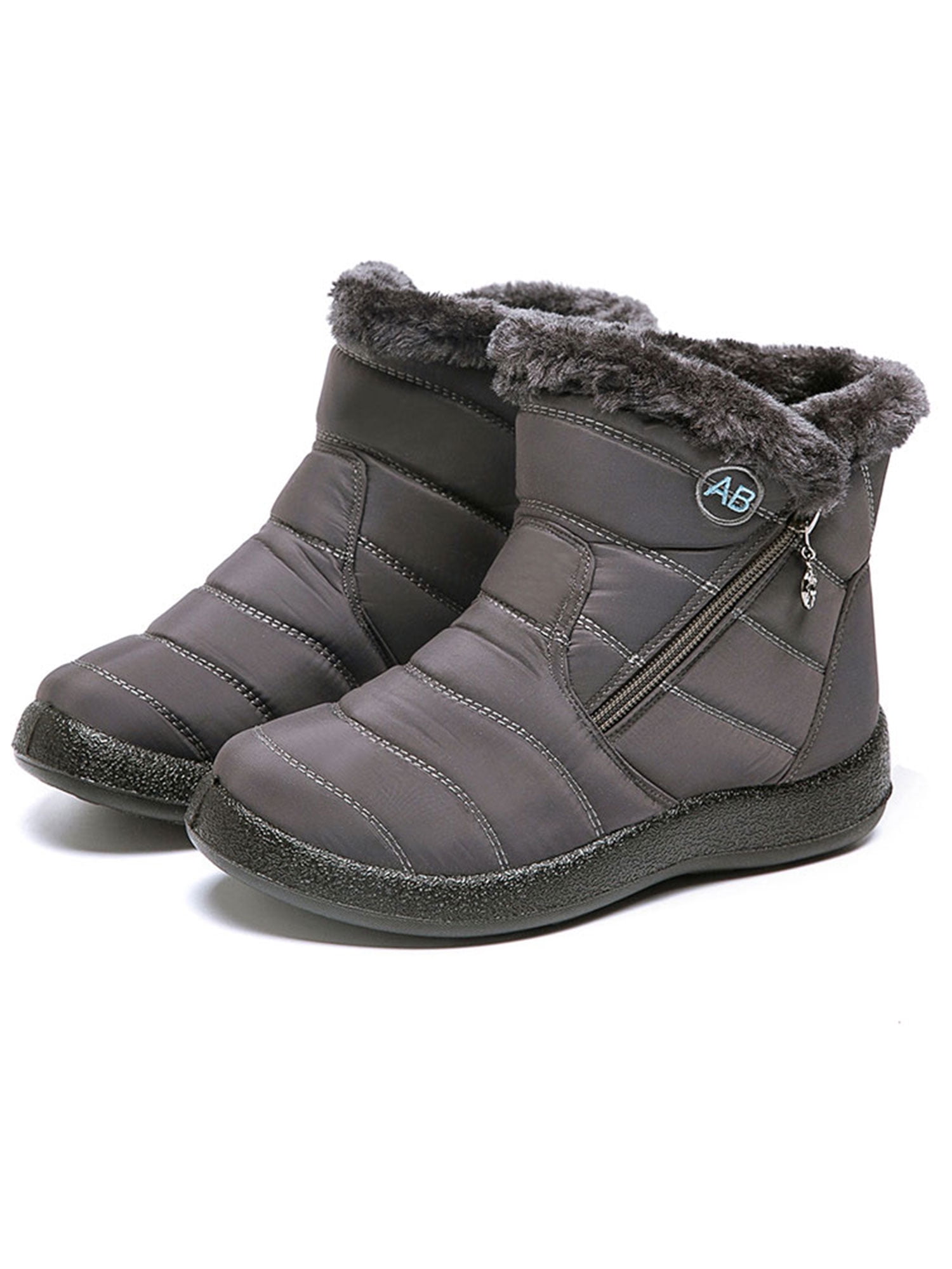 Details about   Sweet Women Outdoor Round Toe Warm Lining Zip Up Furry Block Heel Ankle Boots D 
