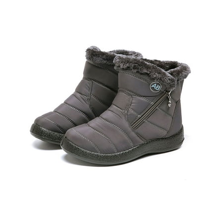 

LUXUR Women Warm Snow Boots Plush Lining Ankle Boots Waterproof Non-slip Flat Shoes