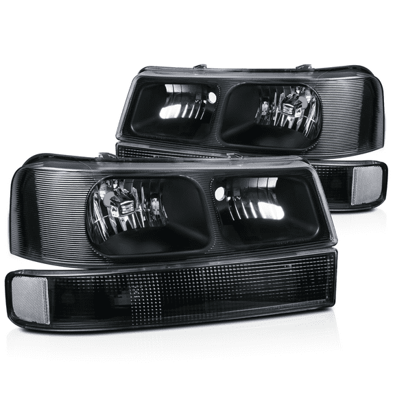 Magshion Set of 8 Headlights Assembly Headlamps Replacement for 2003-2014 Chevrolet Express 1500/2003-2023 Chevrolet Express 2500, Black Housing Clear Lens Clear Corner