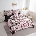 thumbnail image 2 of Homewish Cherry Blossom Gothic Skull King Bedding for Girls, Pink Japanese Flower King Bed in a Bag, Black Reversible, 7pcs, 2 of 7