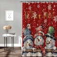 thumbnail image 2 of Red Christmas Fabric Shower Curtain for Bathroom, Cute Snowman Custom Shower Curtain Set with Hooks, Xmas Theme Luxury Bathroom Curtains Waterproof Polyester Bathroom Accessories, 72x84inch, 2 of 6