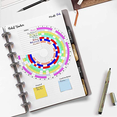 Habit Tracker Inserts for Half Letter (Junior) Size 8 Disc Discbound