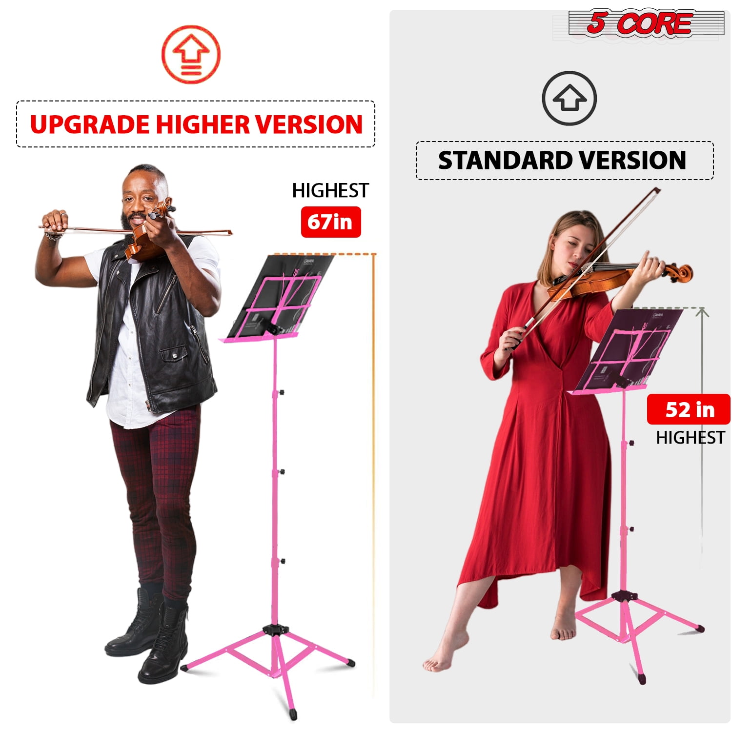 5 Core Music Stand Adjustable Desktop Book Stands Portable Sheet Holder All Metal Foldable Bookstand