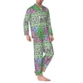 thumbnail image 2 of Naloa Summer Men’s Pajamas Set - Long Sleeve Button Down Sleep Shirt and Pajama Bottoms Sleepwear Set-Large, 2 of 7