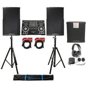 Cerwin Vega DJ Package: 2) 15" Speakers+Stands+Subwoofer+Controller+Headphones
