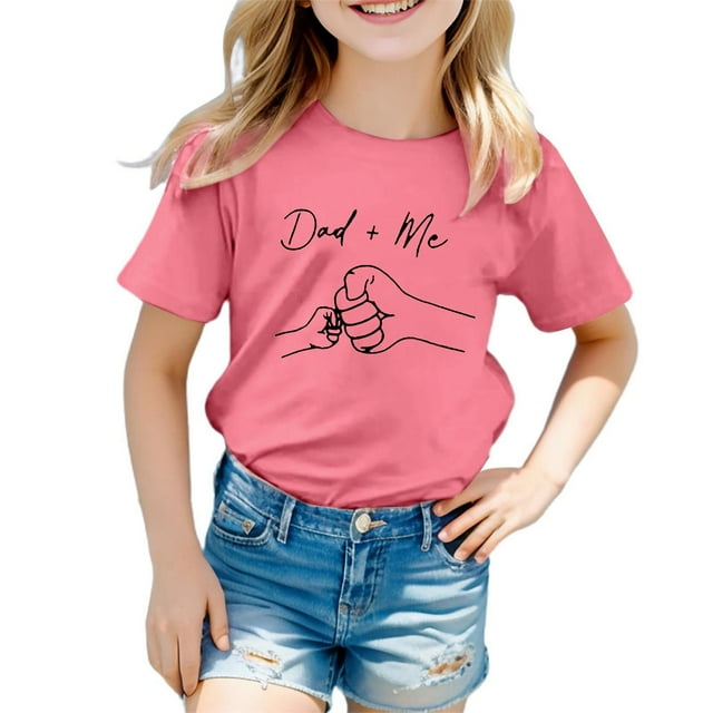 LUOGENLI T-Shirt pour Filles Impression Goût Mode Col Rond Ample T-Shirt de Loisirs à Manches Courtes Maxi Shirts pour Filles Enseignant 8-9 Ans