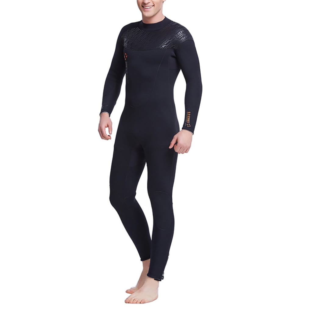 Black Snorkeling 5MM Neoprene UV Sun Protection Mens Basic Skins Warm Diving Suit Zipper Top 
