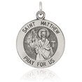 thumbnail image 3 of 925 Sterling Silver Vintage Saint Matthew Medal Necklace Chain Pendant Charm, 3 of 8
