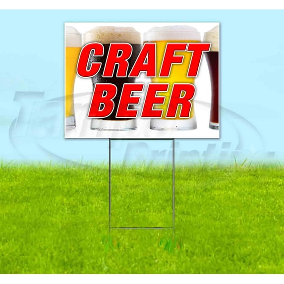 Craft Beer (18" X 24") Yard Sign, Includes Metal Step Stake