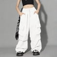 thumbnail image 2 of EnJoCho Cargo Pants Girls High Waisted Baggy Fashion Streetwear 𝖸2𝖪 Drawst𝗋ing Trousers Outdoor Workout Wide Leg Hiking Utility 𝖳rekking Adventure Casual, 2 of 6