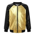 thumbnail image 5 of Zaldita Kids Girls Boys Sequin Metallic Bomber Moto Jacket Coat Hip Hop Jazz Modern Dance Top Disco Party Costume Streetwear A Gold 10, 5 of 7