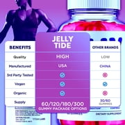 Jelly Tide Maximum Strength ACV Gummies Advanced Apple Cider Vinegar Supplement 1000MG Formula JellyTide 60 Gummies