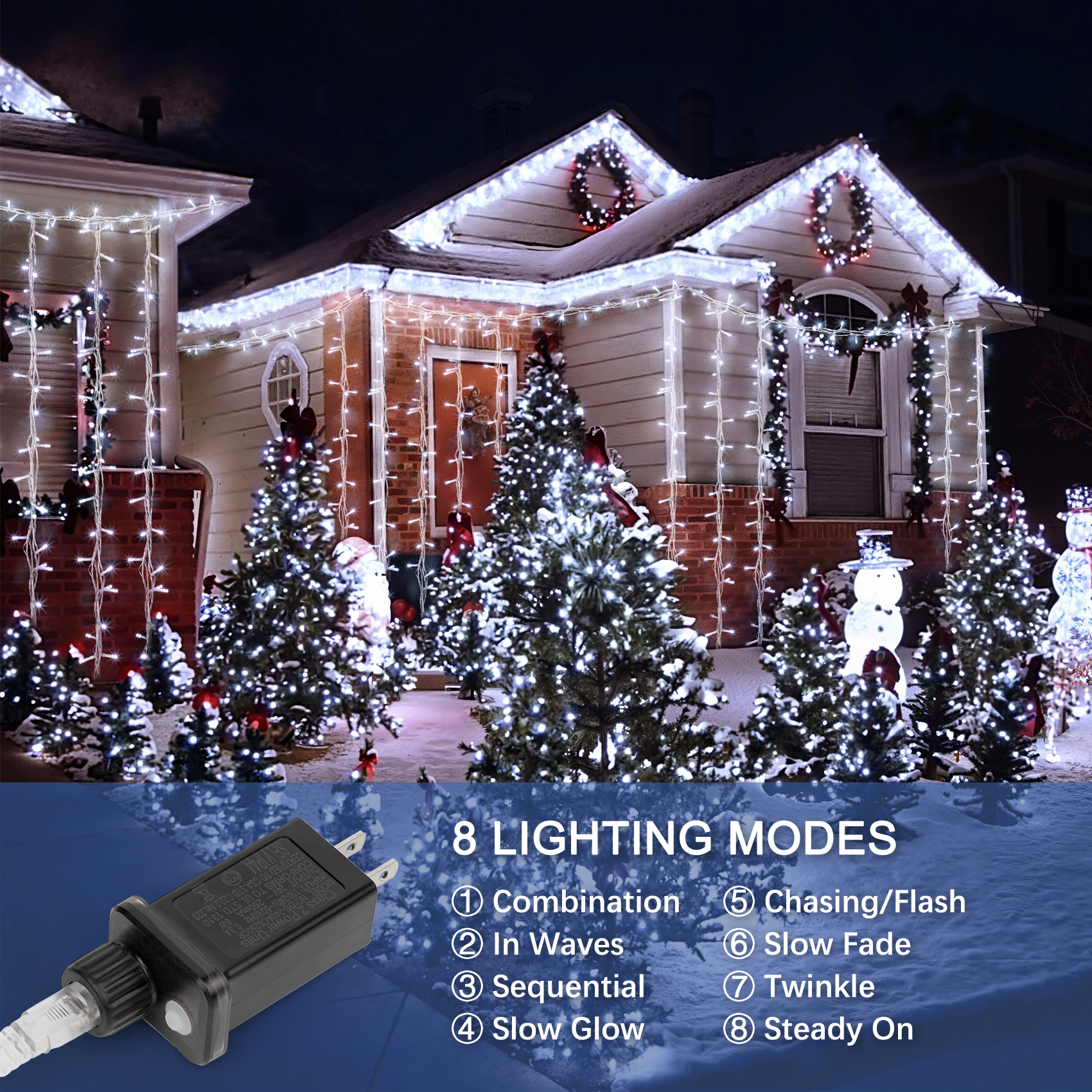 Scidweet Christmas Lights Decorations, 196FT 600 LED Fairy String Lights Christmas Tree with Remote for Indoor Outdoor Home Holiday Wedding Xmas Decor, White