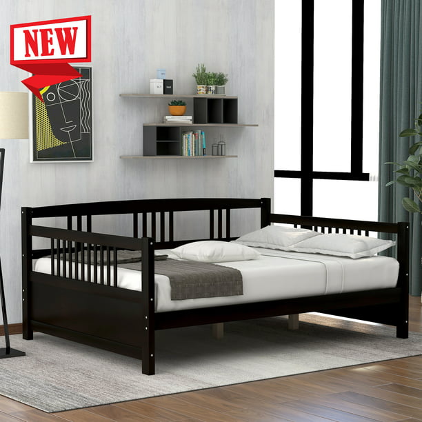 Kids Daybeds Wood Daybed Full Size Daybed With Support Legs Espresso Walmart Com Walmart Com
