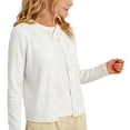 thumbnail image 2 of WAVSUF Girls Sweater Jacket Comfort Soft Long Sleeve Crew Neck Lightweight Fall Thin Style Cardigan White 2, 2 of 8