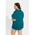 thumbnail image 6 of CASSIE LIZ Plus Size Womens Shirts 5X Summer Teal Blue Polo Shirts V Neck Ladies Shirts with Collar Fashion Business Short Sleeve Collared Shirts Casual Loose Fit Spring Tops 5XL 26W 28W, 6 of 7