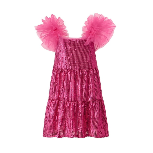 oqasdz Robe de Fête pour Filles Robe Élégante à Manches Volantées avec Design Festif pour les Fêtes