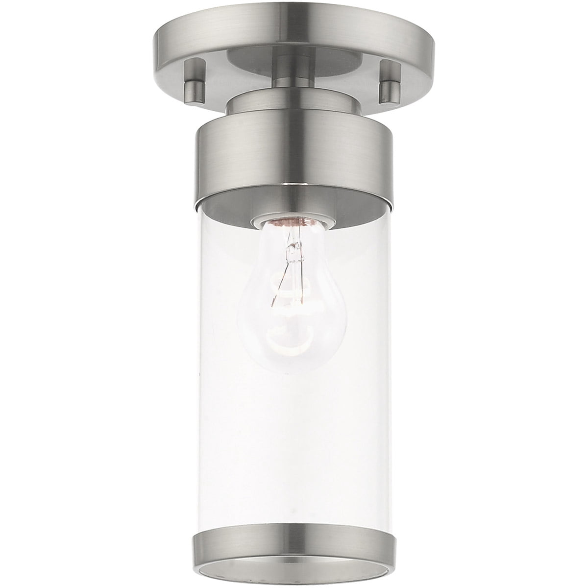 1 Light Brushed Nickel Ceiling Light fixture with Clear Glass Shade