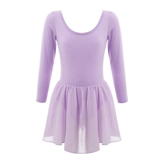 CHICTRY Girls Long Sleeve Solid Ballet Dance Leotard Dress,Sizes 2-12