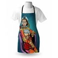 thumbnail image 3 of Astronaut Apron Retro Inspired Space Lady with Purse on a Chair Girl Power Womens Day, Unisex Kitchen Bib Apron with Adjustable Neck for Cooking Baking Gardening, Petrol Blue Multicolor, by Ambesonne, 3 of 3