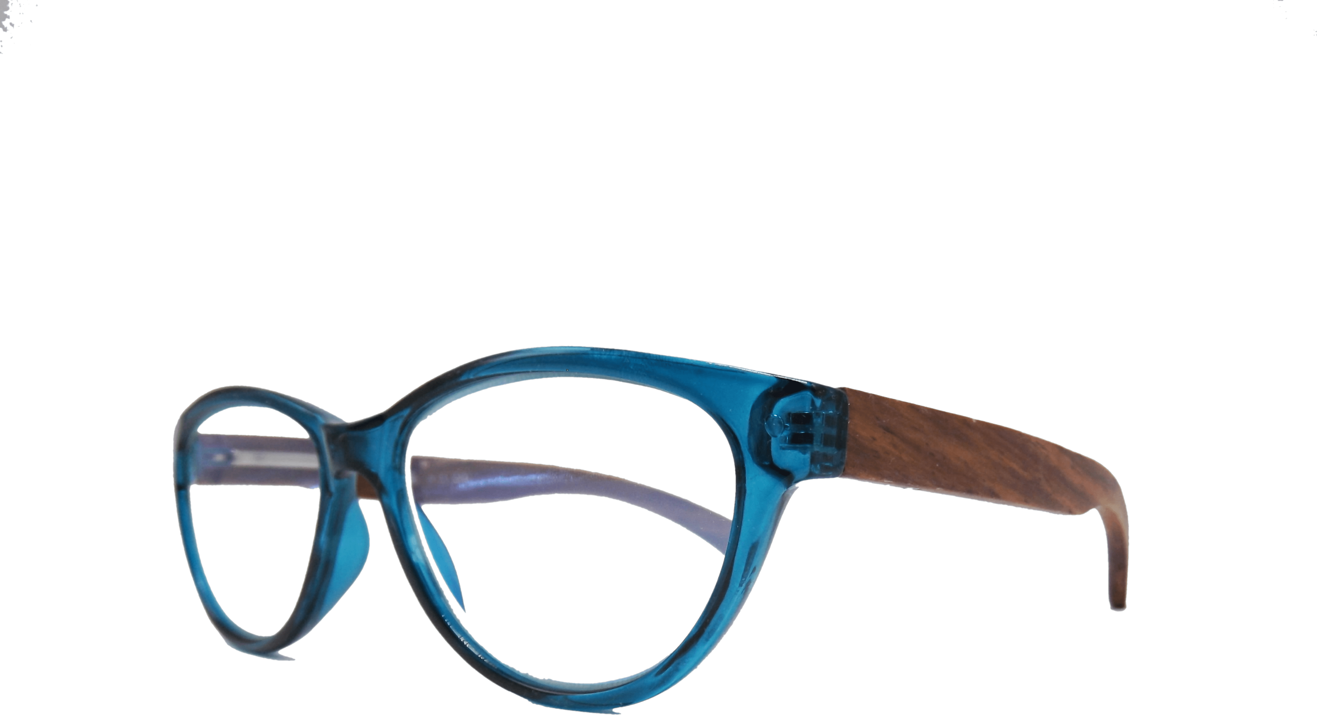 EYEGEMS Brand Blue Light Blocking Computer Reading Women Glasses +3.00 Eco Friendly Sustainable  Ladies Walnut Wood  Teal 3461