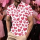thumbnail image 1 of TaTaai Men's Valentine Print Turndown Collar Quarter Sleeve Pullover, Valentine's Day Gift, Casual Daily Outdoor T-Shirt Gift, 1 of 5