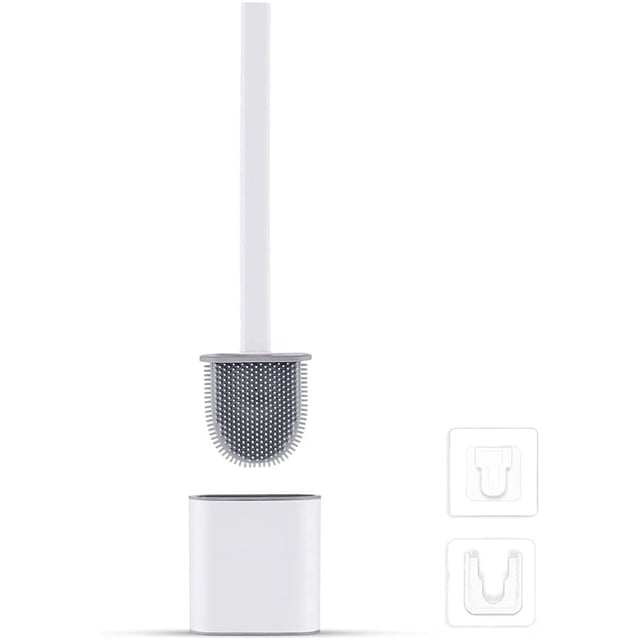 Escobilla de baño plana de silicona - Escobilla y soportes para inodoro, antibacteriano, Toile