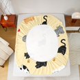 thumbnail image 4 of Manfei Cartoon Cat Fitted Sheet Full, Kitten Paw Print Bed Set, Cream Yellow, 3pcs, 1 Fitted Sheet and 2 Pillowcases, 4 of 6
